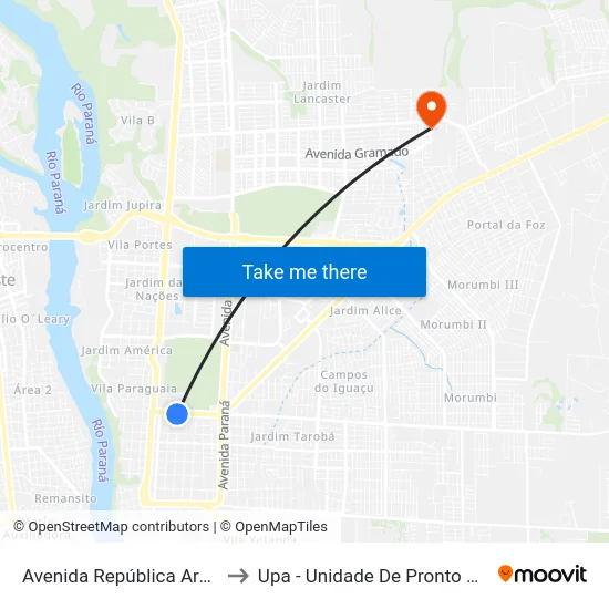Avenida República Argentina, 20 to Upa - Unidade De Pronto Atendimento map