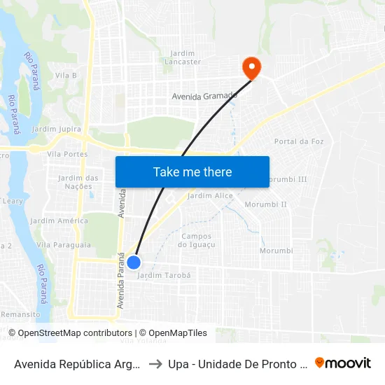 Avenida República Argentina, 2134 to Upa - Unidade De Pronto Atendimento map