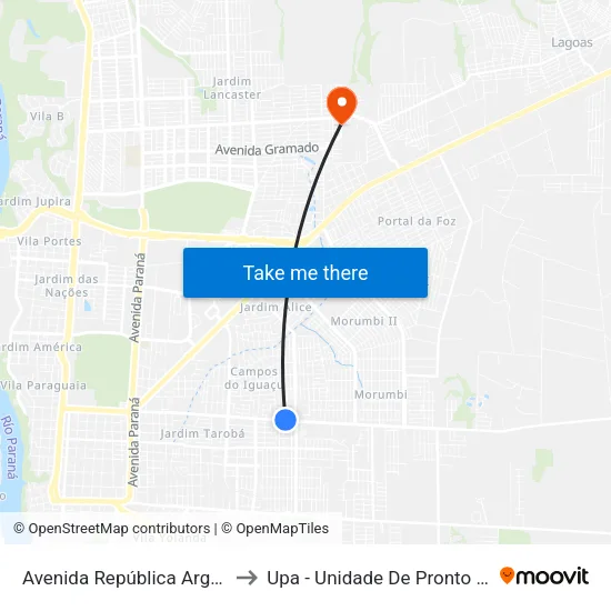Avenida República Argentina, 4199 to Upa - Unidade De Pronto Atendimento map