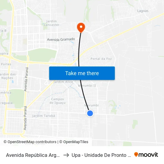 Avenida República Argentina, 5747 to Upa - Unidade De Pronto Atendimento map