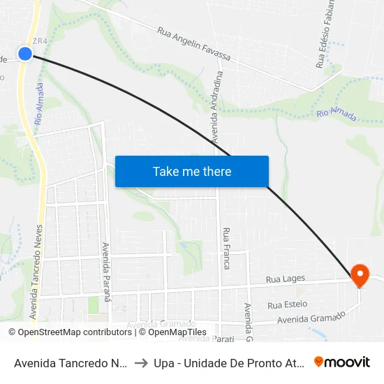 Avenida Tancredo Neves, 62 to Upa - Unidade De Pronto Atendimento map
