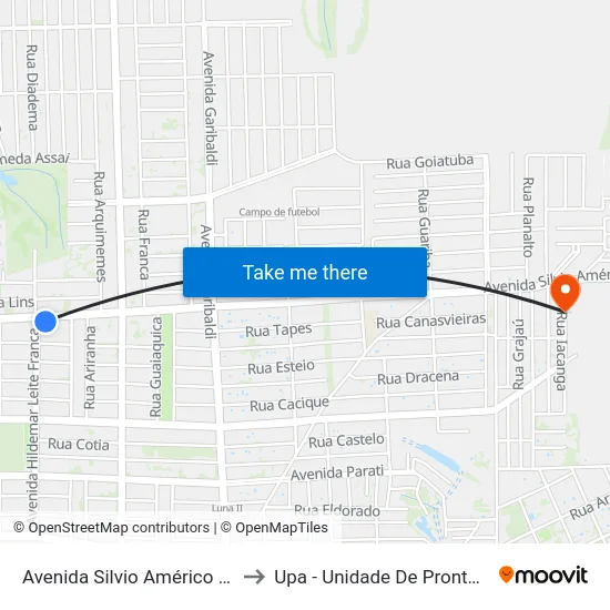 Avenida Silvio Américo Sasdelli, 1780 to Upa - Unidade De Pronto Atendimento map