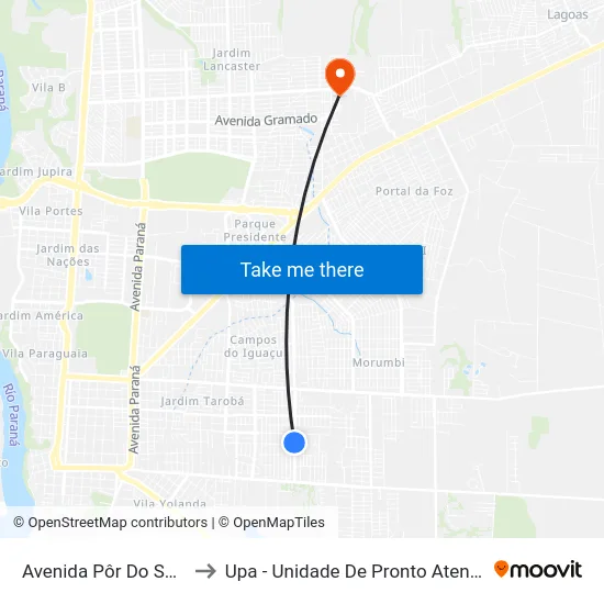 Avenida Pôr Do Sol, 576 to Upa - Unidade De Pronto Atendimento map