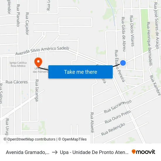 Avenida Gramado, 3191 to Upa - Unidade De Pronto Atendimento map