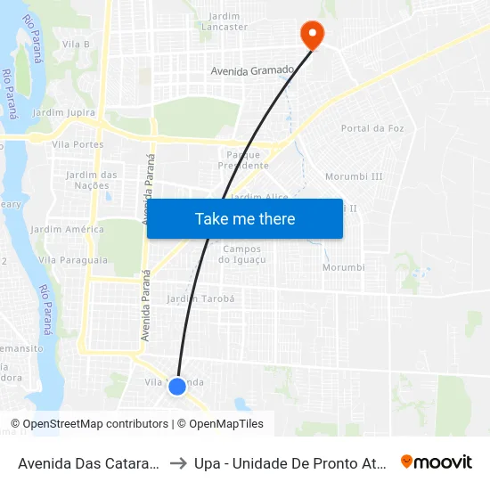 Avenida Das Cataratas, 971 to Upa - Unidade De Pronto Atendimento map
