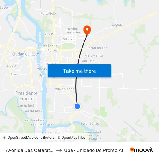 Avenida Das Cataratas, 3601 to Upa - Unidade De Pronto Atendimento map