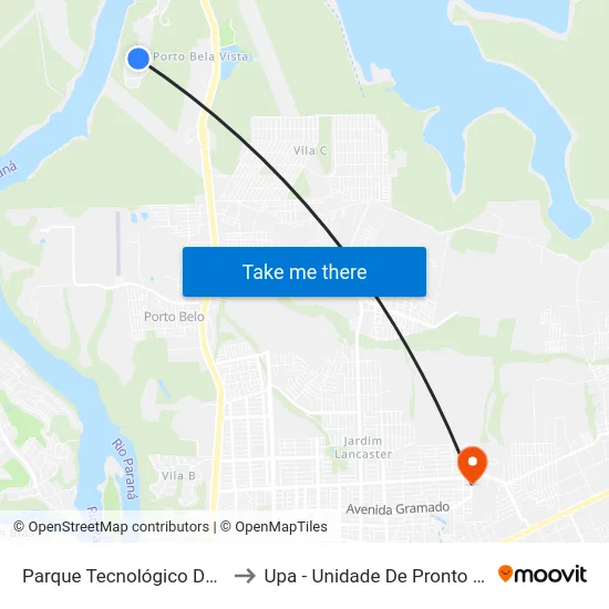 Parque Tecnológico De Itaipu (Pti) to Upa - Unidade De Pronto Atendimento map