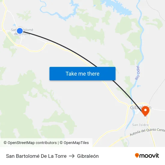 San Bartolomé De La Torre to Gibraleón map