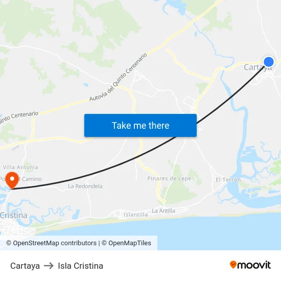 Cartaya to Isla Cristina map