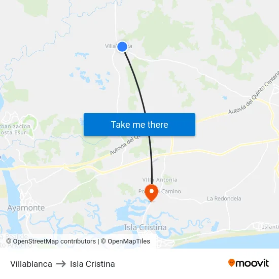 Villablanca to Isla Cristina map