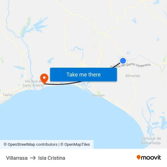 Villarrasa to Isla Cristina map