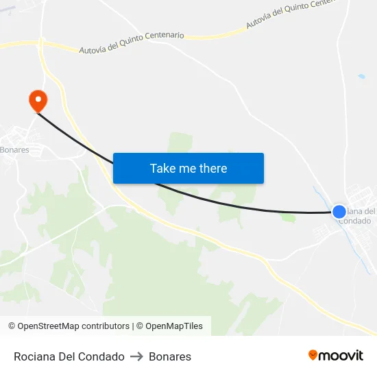 Rociana Del Condado to Bonares map