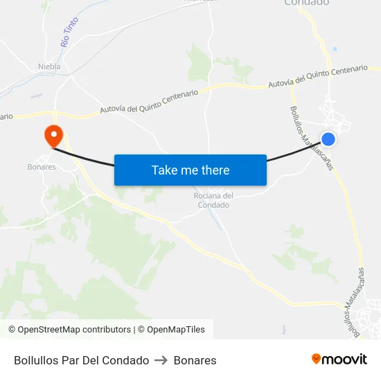 Bollullos Par Del Condado to Bonares map