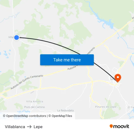 Villablanca to Lepe map