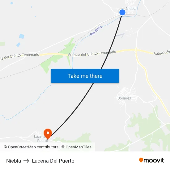 Niebla to Lucena Del Puerto map