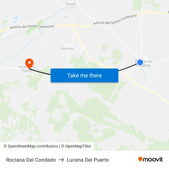 Rociana Del Condado to Lucena Del Puerto map