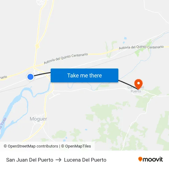 San Juan Del Puerto to Lucena Del Puerto map