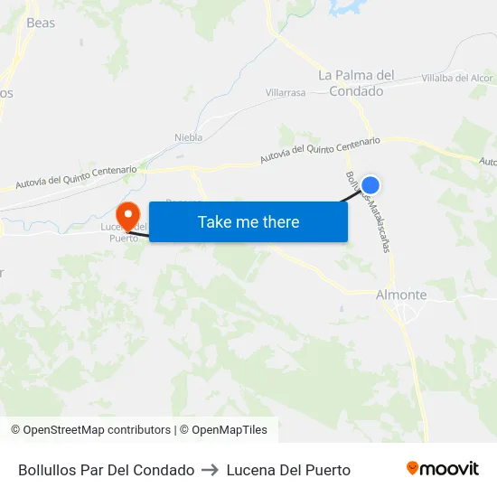 Bollullos Par Del Condado to Lucena Del Puerto map
