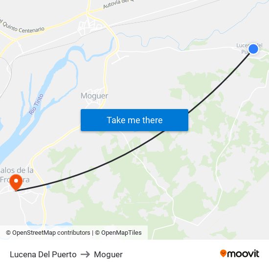 Lucena Del Puerto to Moguer map
