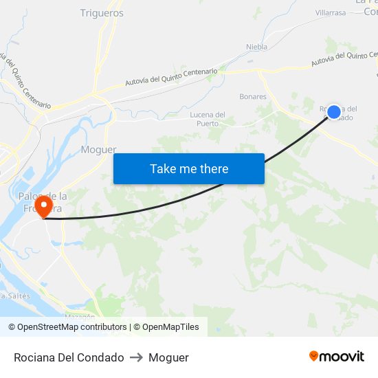Rociana Del Condado to Moguer map