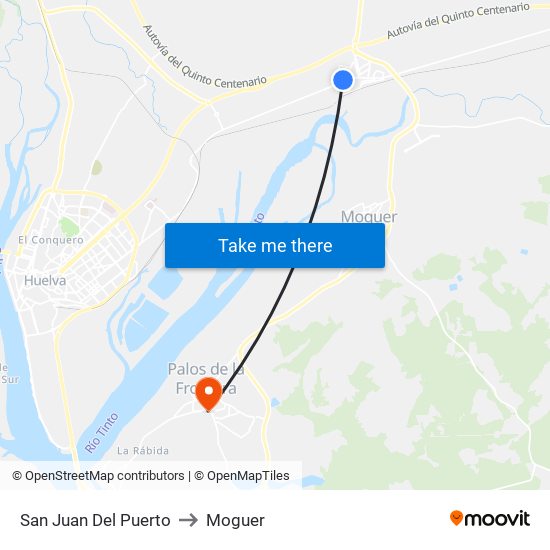 San Juan Del Puerto to Moguer map