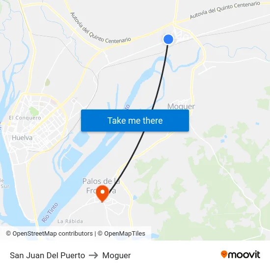 San Juan Del Puerto to Moguer map
