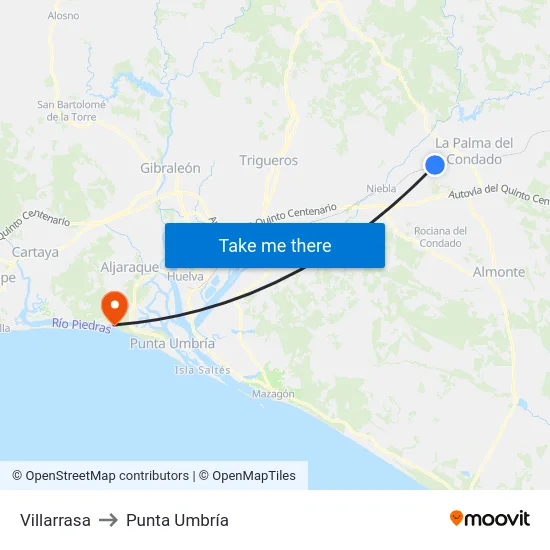 Villarrasa to Punta Umbría map