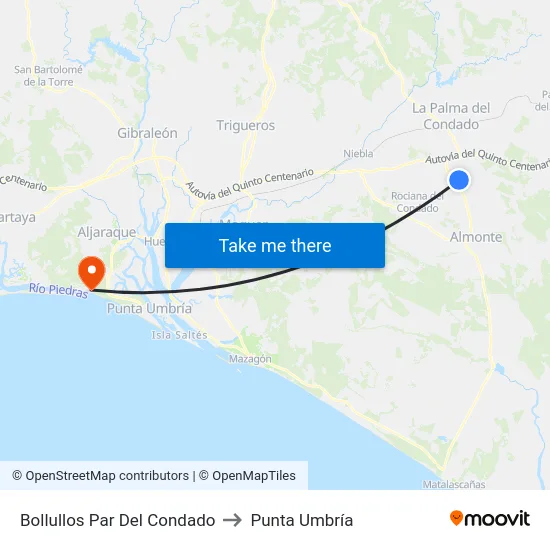 Bollullos Par Del Condado to Punta Umbría map