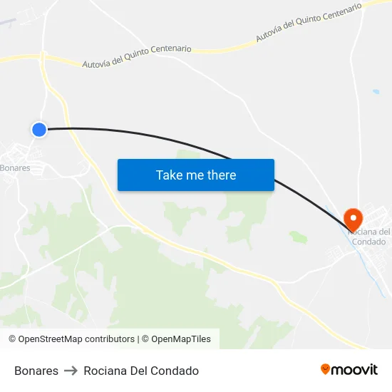 Bonares to Rociana Del Condado map
