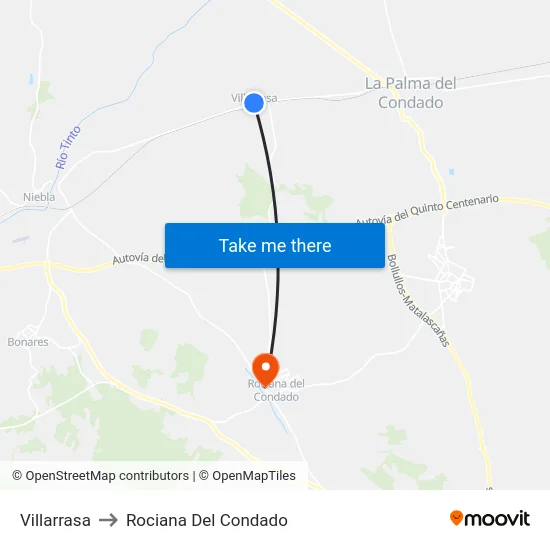 Villarrasa to Rociana Del Condado map