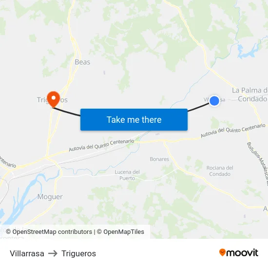 Villarrasa to Trigueros map