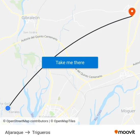 Aljaraque to Trigueros map