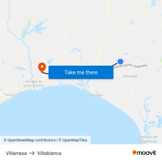 Villarrasa to Villablanca map