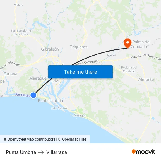 Punta Umbría to Villarrasa map