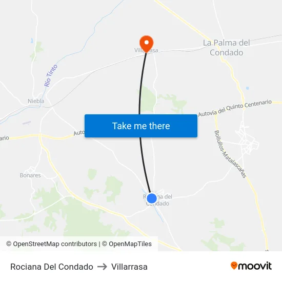 Rociana Del Condado to Villarrasa map