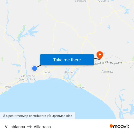 Villablanca to Villarrasa map