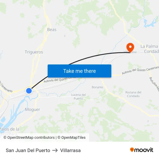 San Juan Del Puerto to Villarrasa map