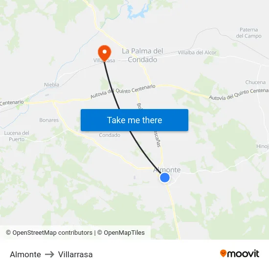 Almonte to Villarrasa map