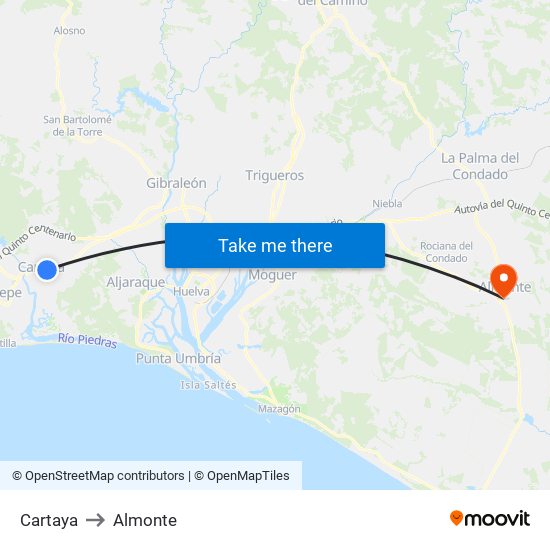 Cartaya to Almonte map