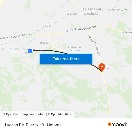 Lucena Del Puerto to Almonte map