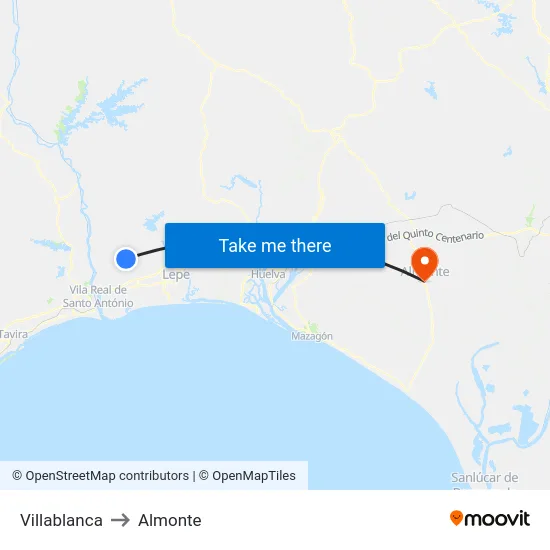 Villablanca to Almonte map
