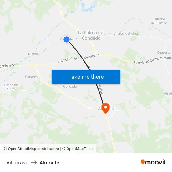 Villarrasa to Almonte map