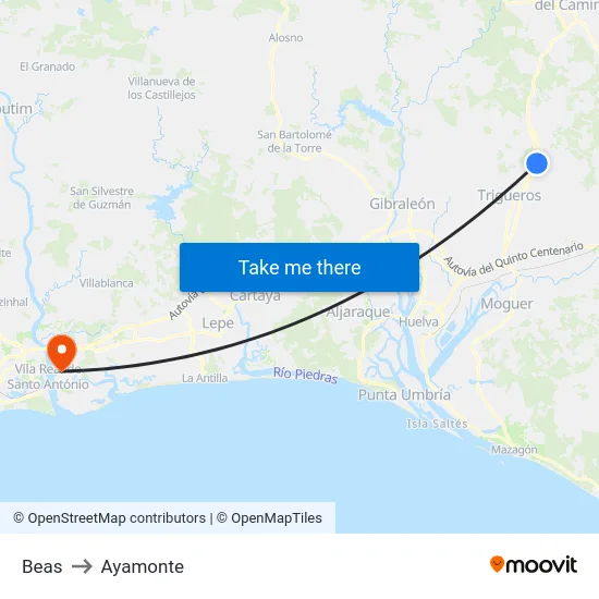 Beas to Ayamonte map