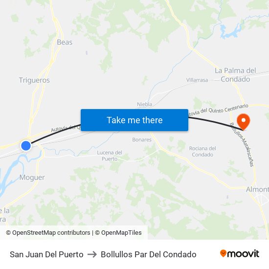 San Juan Del Puerto to Bollullos Par Del Condado map