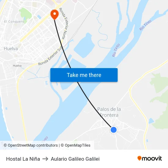 Hostal La Niña to Aulario Galileo Galilei map