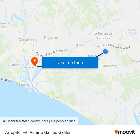 Arropito to Aulario Galileo Galilei map