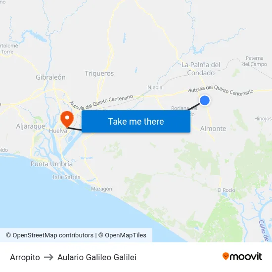 Arropito to Aulario Galileo Galilei map