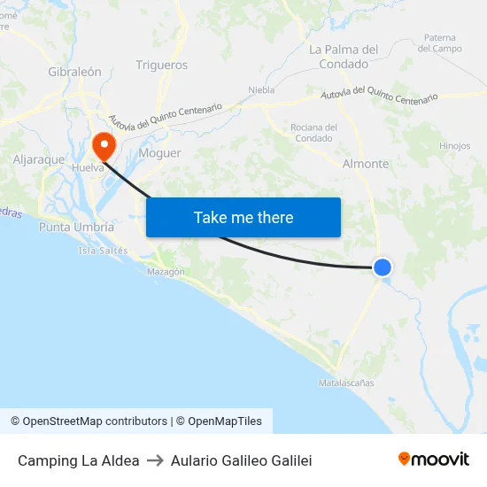 Camping La Aldea to Aulario Galileo Galilei map