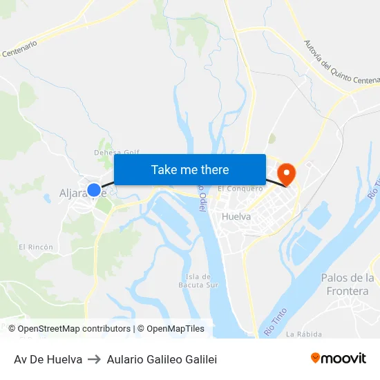 Av De Huelva to Aulario Galileo Galilei map