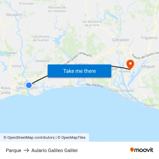 Parque to Aulario Galileo Galilei map